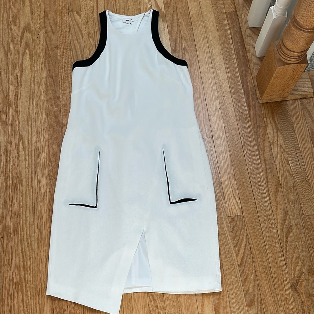 Helmut Lang minimalist tank asymmetrical dress with side pockets